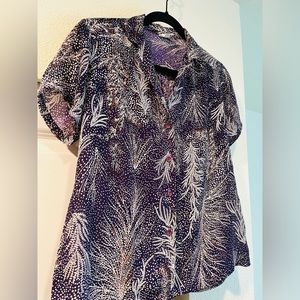 Vintage Kling Wah Abstract Leaf Blouse (70s/80s Style)